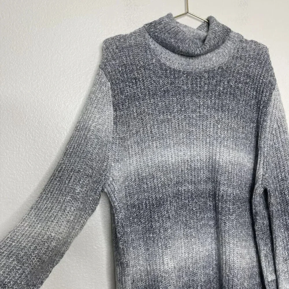 Open Edit Sweater Mens Size XXL Turtleneck Ombre Grey Spacedye Knit Pullover